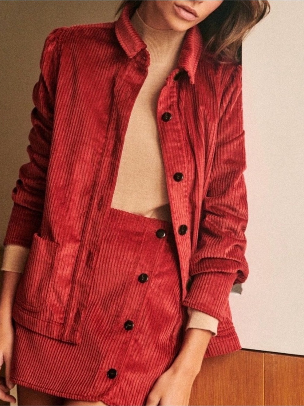 Sezane Red Corduroy Jacket Us Size 8